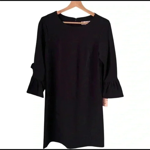 🆕Nanette Lepore Elegant Dark Navy Bell Sleeve Dress 6🆕 - Picture 3 of 10
